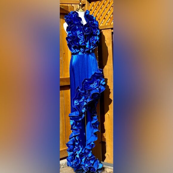 🆕 BRONX & BANCO 🧿 NWOT Aurora Cobalt Blue Gown, Sz L / US 8 - Picture 3 of 15